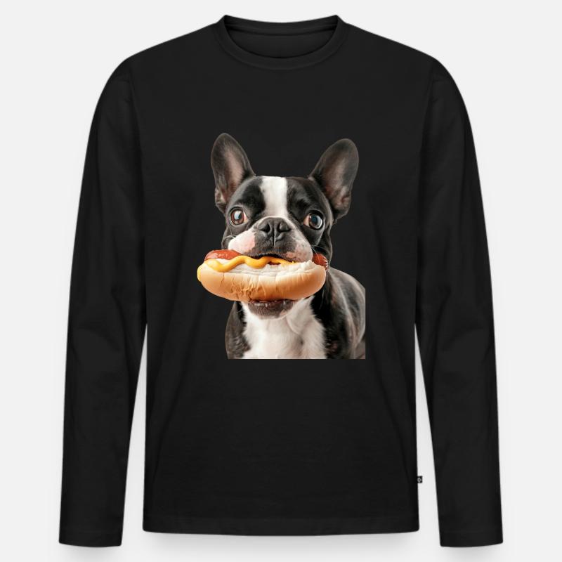 Boston Terrier - Männer Premium Bio Langarmshirt - Schwarz