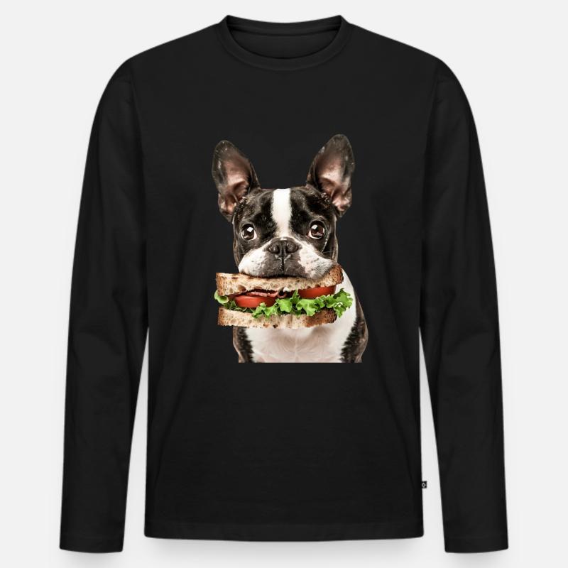 Boston Terrier - Männer Premium Bio Langarmshirt - Schwarz