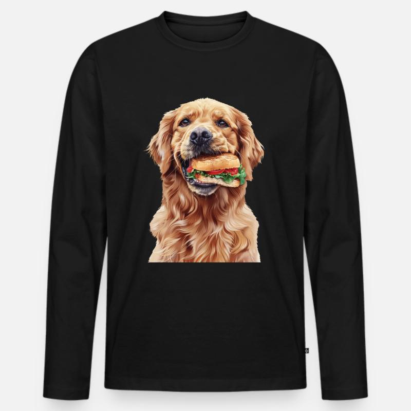 Golden Retriever - Männer Premium Bio Langarmshirt - Schwarz