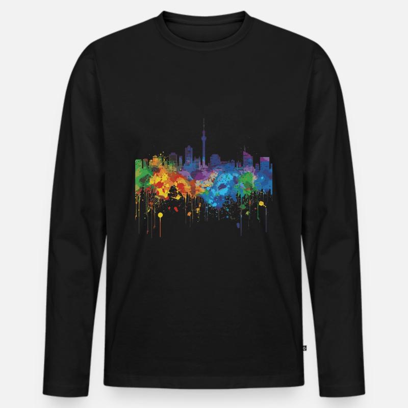 Naha - Männer Premium Bio Langarmshirt - Schwarz