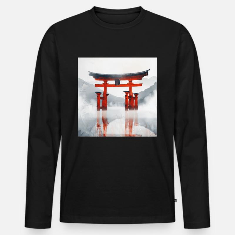 Japan - Männer Premium Bio Langarmshirt - Schwarz