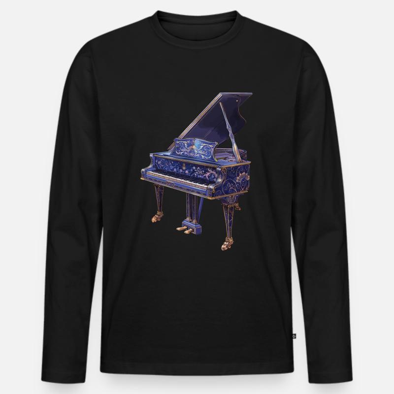 Klavier - Männer Premium Bio Langarmshirt - Schwarz