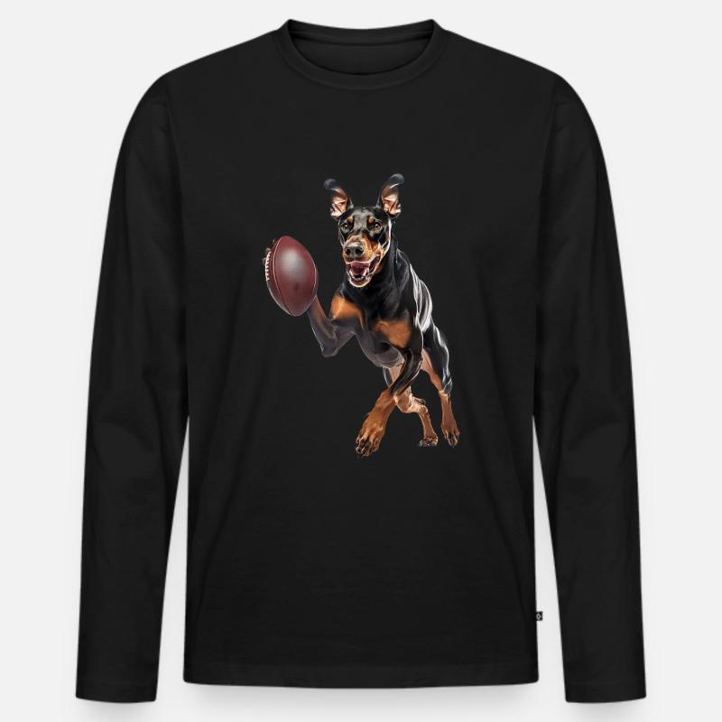Dobermann - Männer Premium Bio Langarmshirt - Schwarz