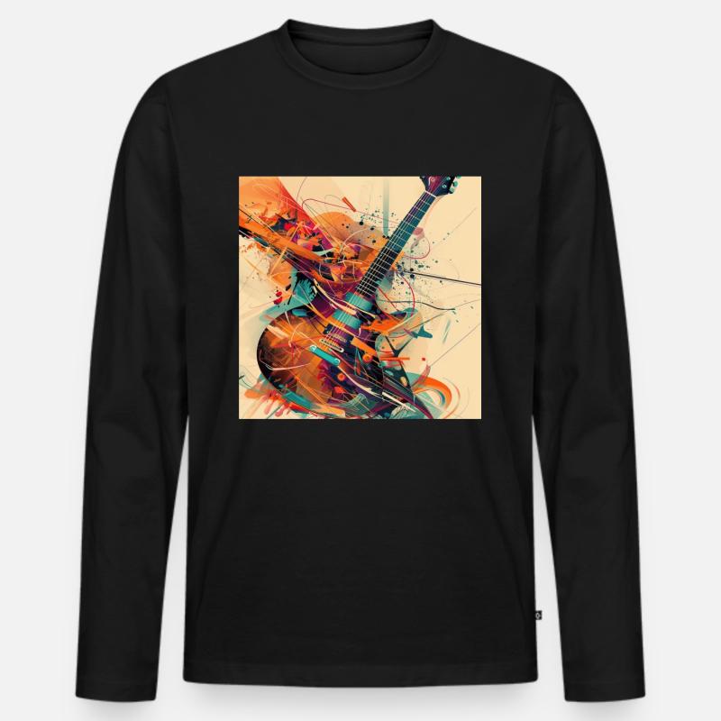 Gitarre - Männer Premium Bio Langarmshirt - Schwarz