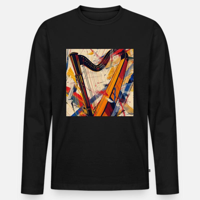 Harfe - Männer Premium Bio Langarmshirt - Schwarz