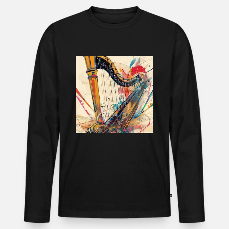 Harfe - Männer Premium Bio Langarmshirt - Schwarz