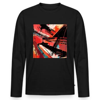 Piano - T-shirt manches longues Premium bio Homme - noir - Devant - Nico (187cm)