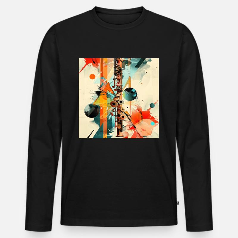 Querflöte - Männer Premium Bio Langarmshirt - Schwarz