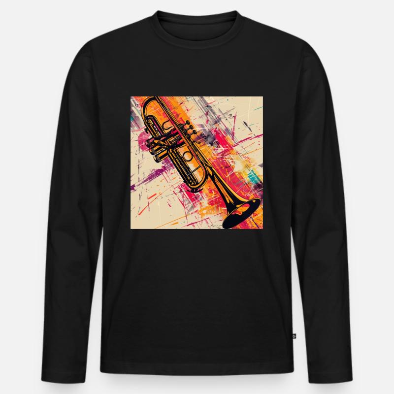 Trompete - Männer Premium Bio Langarmshirt - Schwarz