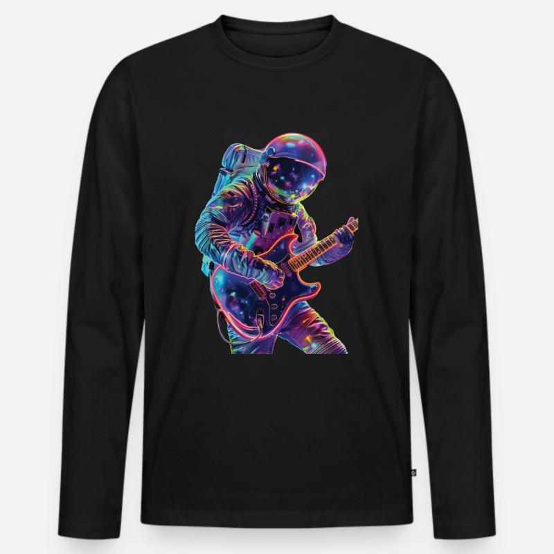 Astronaut Gitarre - Männer Premium Bio Langarmshirt - Schwarz