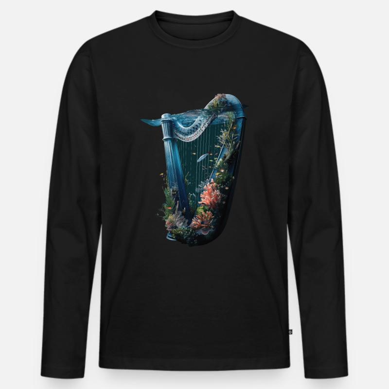 Fisch Harfe - Männer Premium Bio Langarmshirt - Schwarz