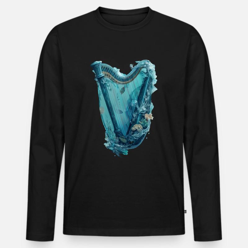 Fisch Harfe - Männer Premium Bio Langarmshirt - Schwarz