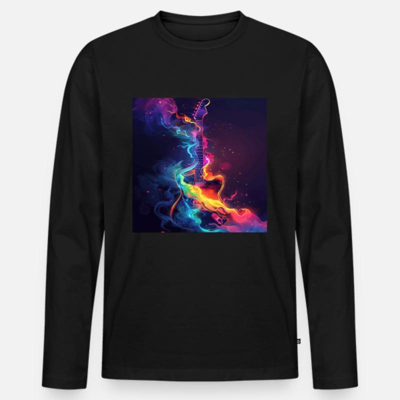 Gitarre - Männer Premium Bio Langarmshirt - Schwarz