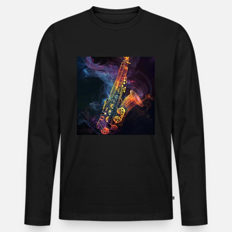 Saxophon - Männer Premium Bio Langarmshirt - Schwarz