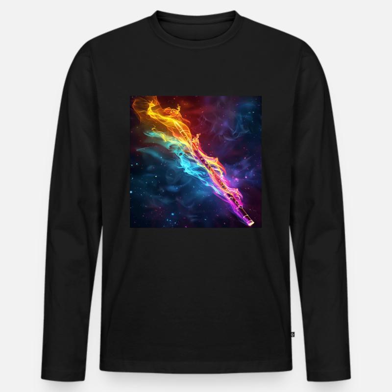 Querflöte - Männer Premium Bio Langarmshirt - Schwarz