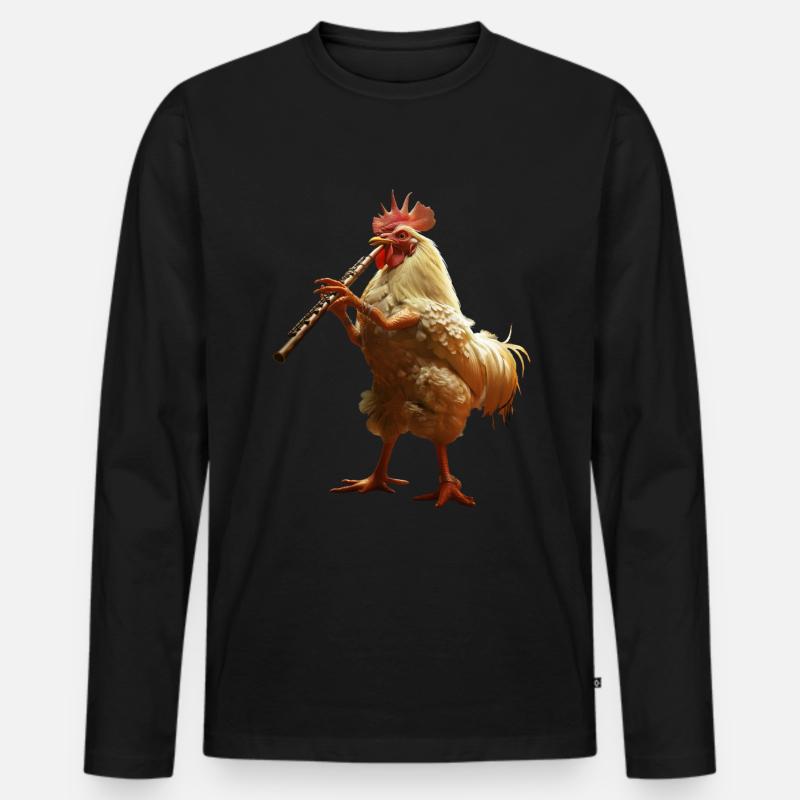 Hahn Flöte - Männer Premium Bio Langarmshirt - Schwarz