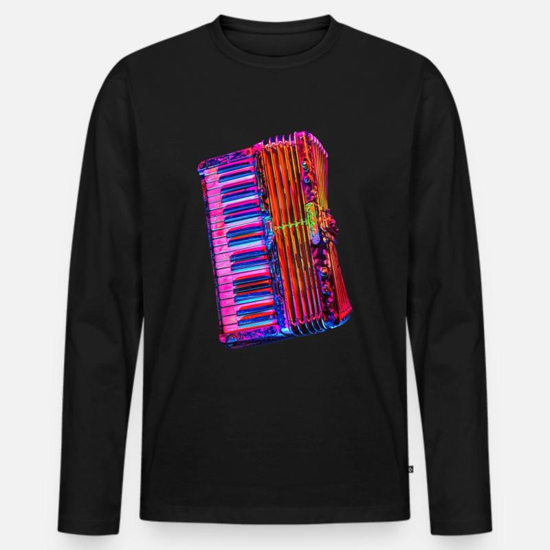 Akkordeon - Männer Premium Bio Langarmshirt - Schwarz