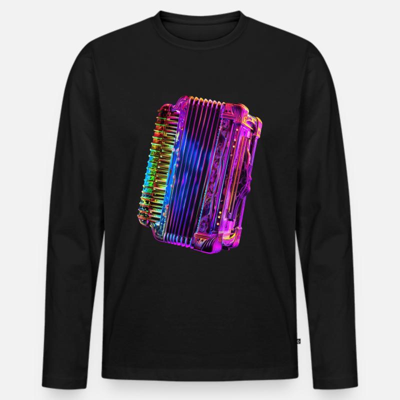 Akkordeon - Männer Premium Bio Langarmshirt - Schwarz