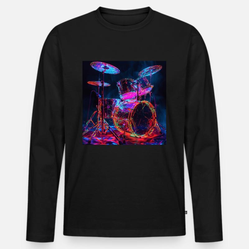 Schlagzeug - Männer Premium Bio Langarmshirt - Schwarz