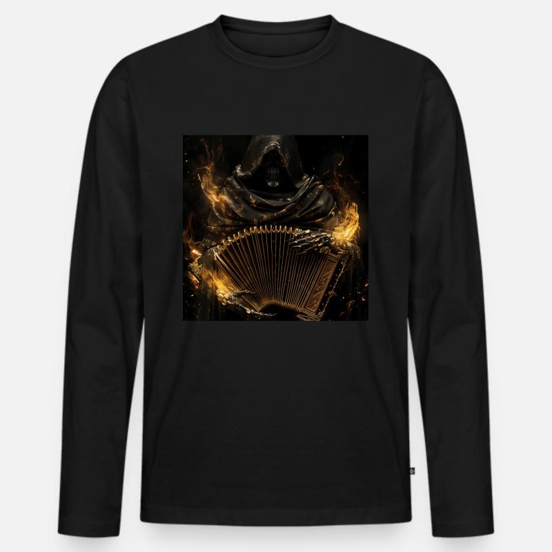 Akkordeon - Männer Premium Bio Langarmshirt - Schwarz