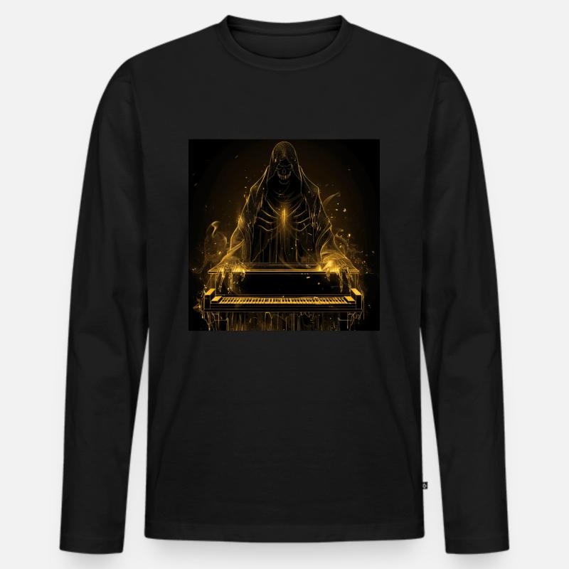 Klavier - Männer Premium Bio Langarmshirt - Schwarz