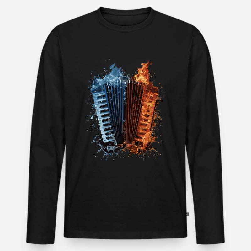 Akkordeon - Männer Premium Bio Langarmshirt - Schwarz
