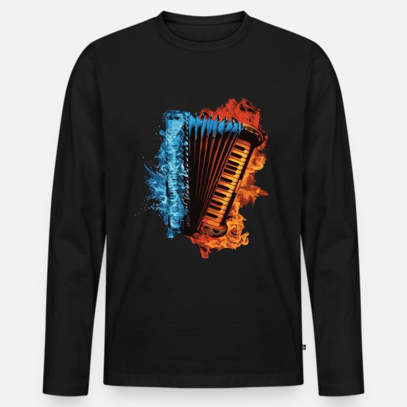 Akkordeon - Männer Premium Bio Langarmshirt - Schwarz