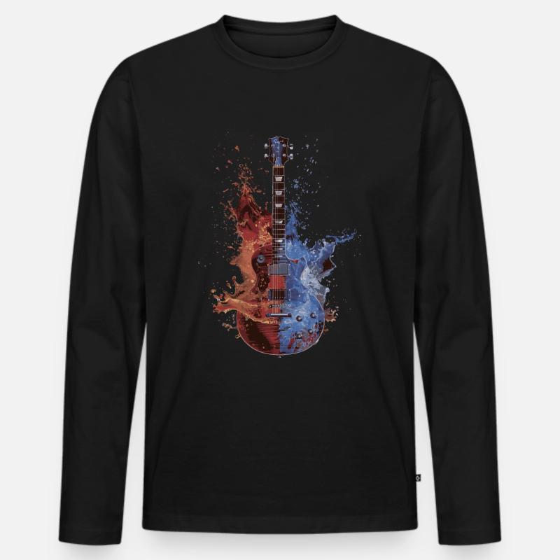 Gitarre - Männer Premium Bio Langarmshirt - Schwarz