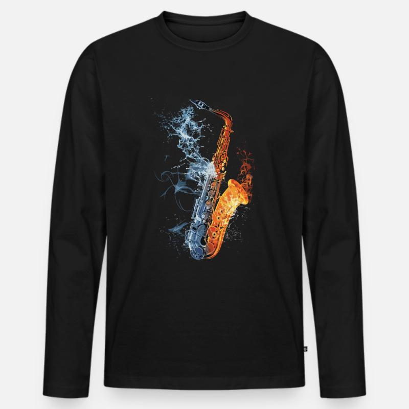 Saxophon - Männer Premium Bio Langarmshirt - Schwarz