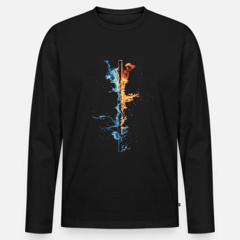 Querflöte - Männer Premium Bio Langarmshirt - Schwarz
