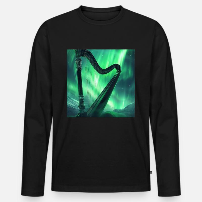 Harfe - Männer Premium Bio Langarmshirt - Schwarz