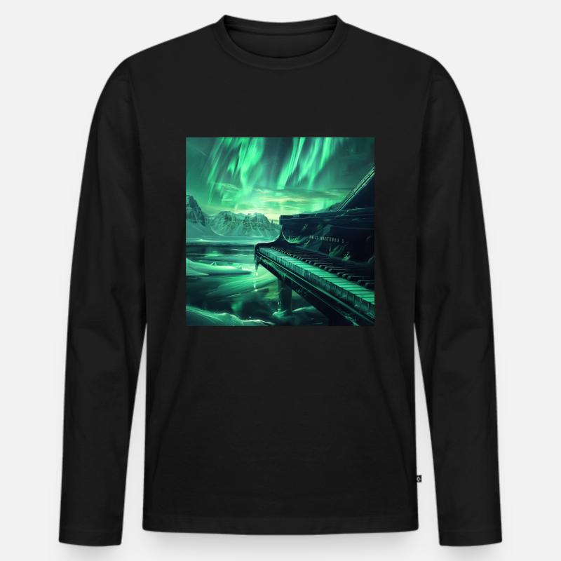 Klavier - Männer Premium Bio Langarmshirt - Schwarz