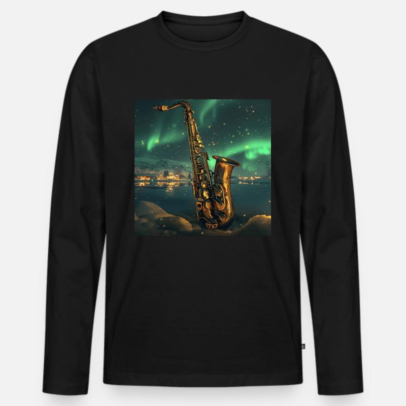 Saxophon - Männer Premium Bio Langarmshirt - Schwarz