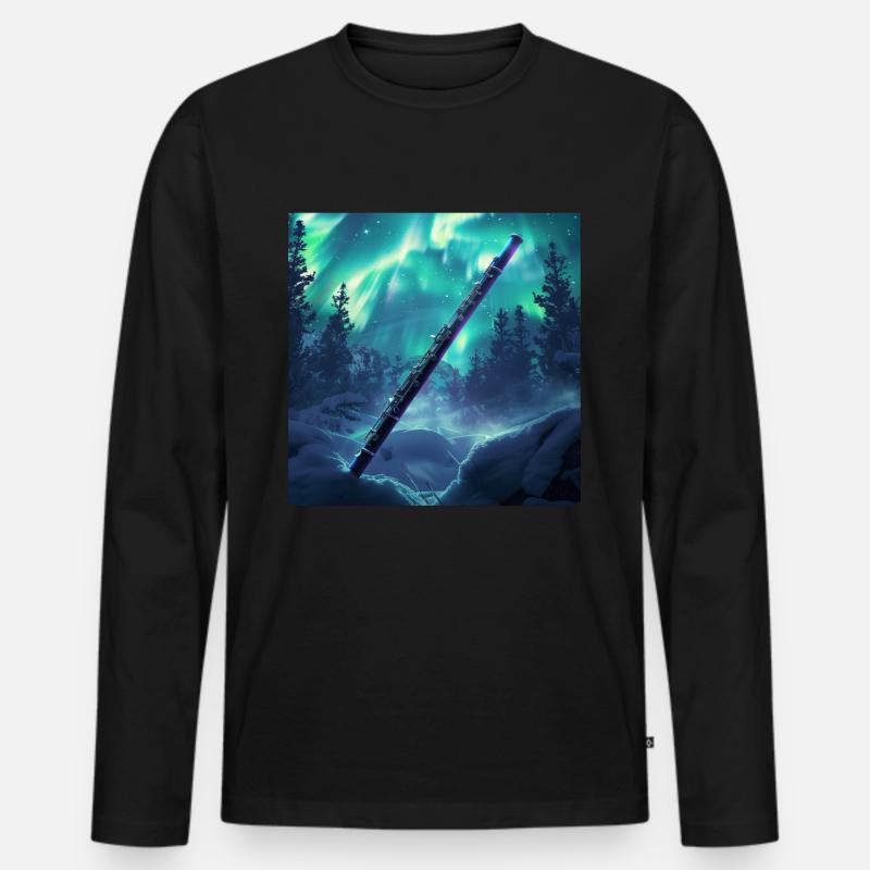 Querflöte - Männer Premium Bio Langarmshirt - Schwarz