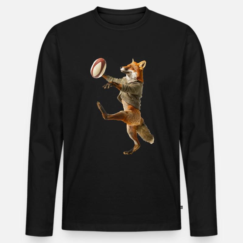 Fuchs - Männer Premium Bio Langarmshirt - Schwarz