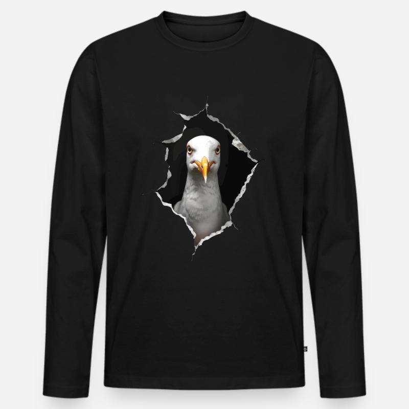 Möwe - Männer Premium Bio Langarmshirt - Schwarz