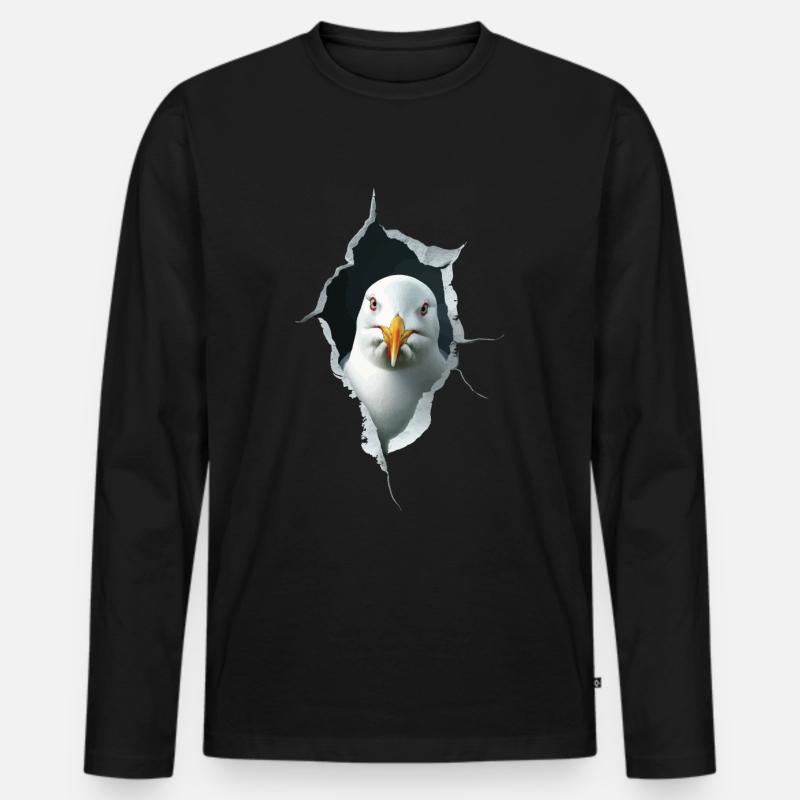 Möwe - Männer Premium Bio Langarmshirt - Schwarz