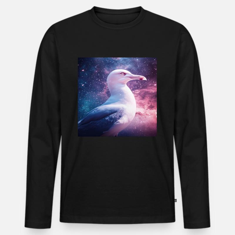 Möwe - Männer Premium Bio Langarmshirt - Schwarz