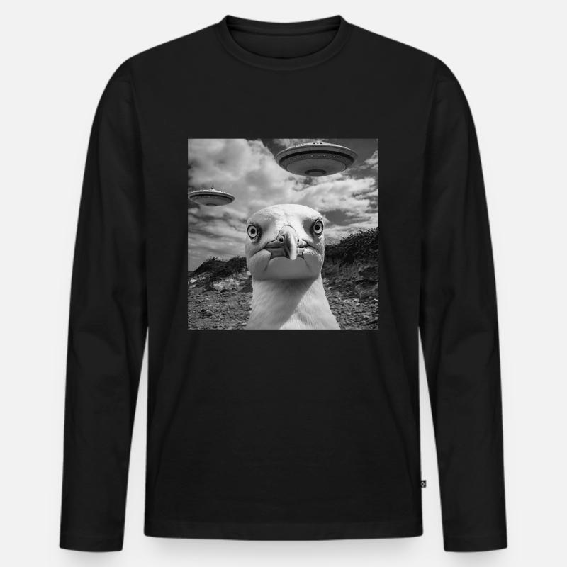 Möwe - Männer Premium Bio Langarmshirt - Schwarz