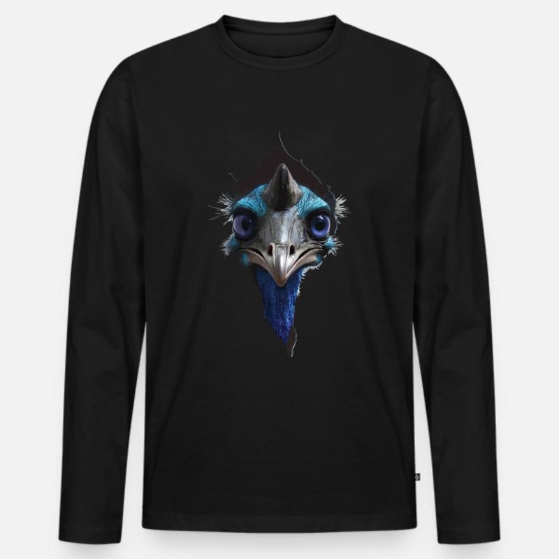 Kasuar - Männer Premium Bio Langarmshirt - Schwarz