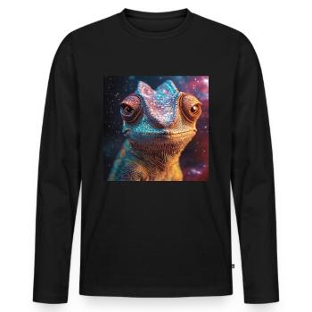 Chamäleon - Männer Premium Bio Langarmshirt - Schwarz - Vorne - Nico (187cm)