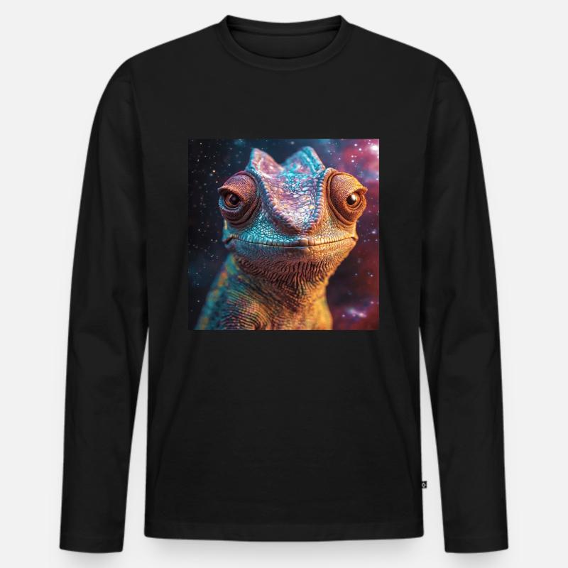 Chamäleon - Männer Premium Bio Langarmshirt - Schwarz