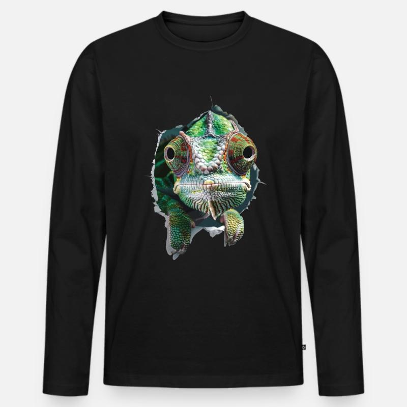 Chamäleon - Männer Premium Bio Langarmshirt - Schwarz