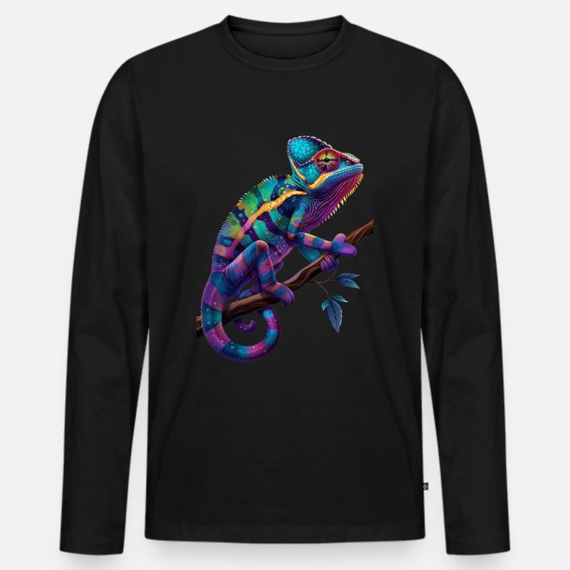Chamäleon - Männer Premium Bio Langarmshirt - Schwarz