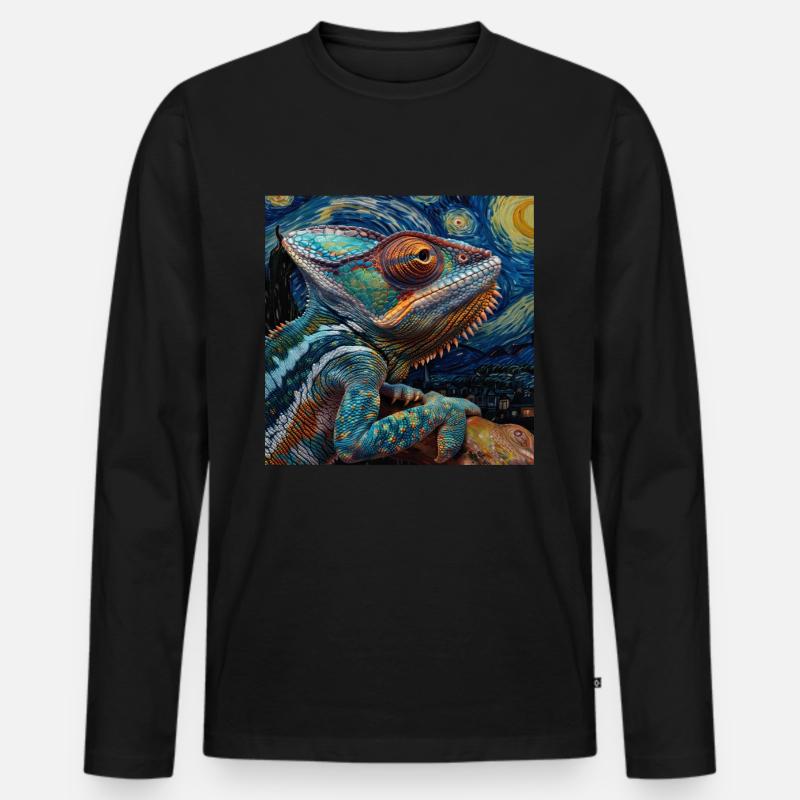 Chamäleon - Männer Premium Bio Langarmshirt - Schwarz