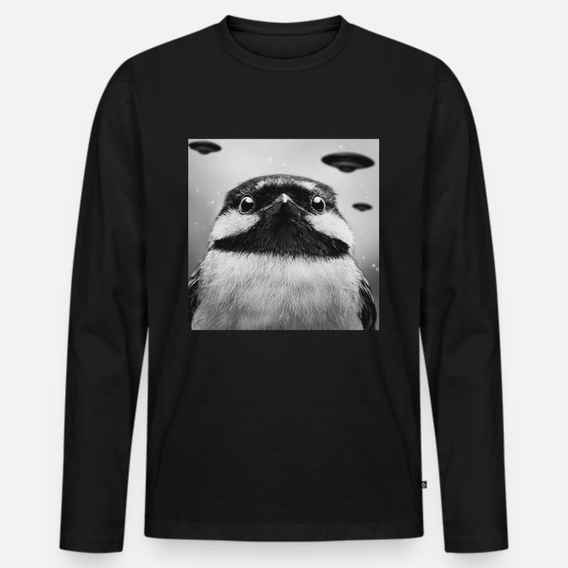 Meise - Männer Premium Bio Langarmshirt - Schwarz