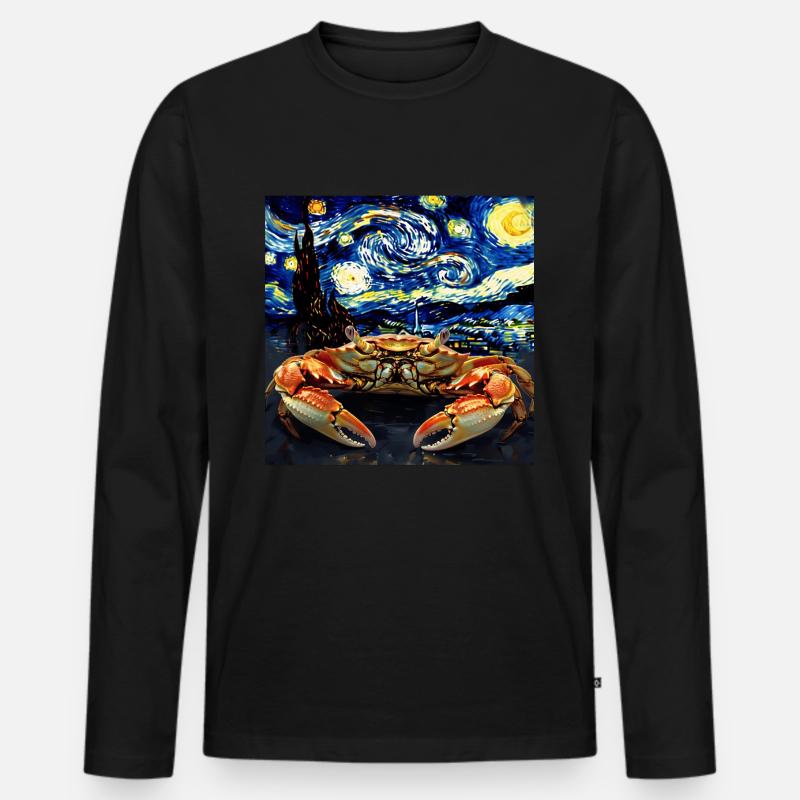 Krabbe - Männer Premium Bio Langarmshirt - Schwarz