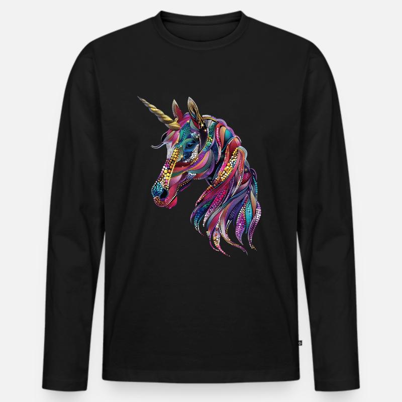 Einhorn - Männer Premium Bio Langarmshirt - Schwarz