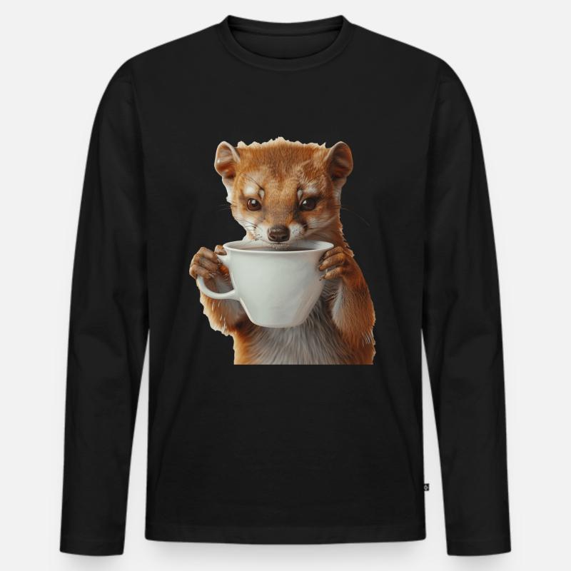 Hermelin Kaffee - Männer Premium Bio Langarmshirt - Schwarz