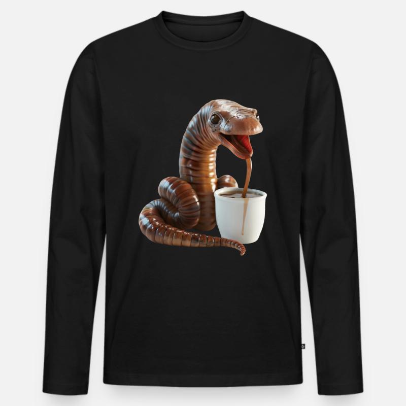 Wurm Kaffee - Männer Premium Bio Langarmshirt - Schwarz